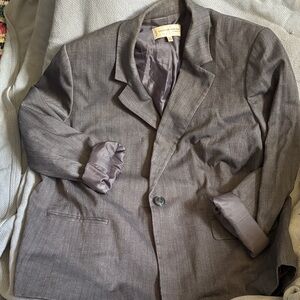 Classic Lined Gray Blazer Jacket w Maroon Pinstripe - Jones New York